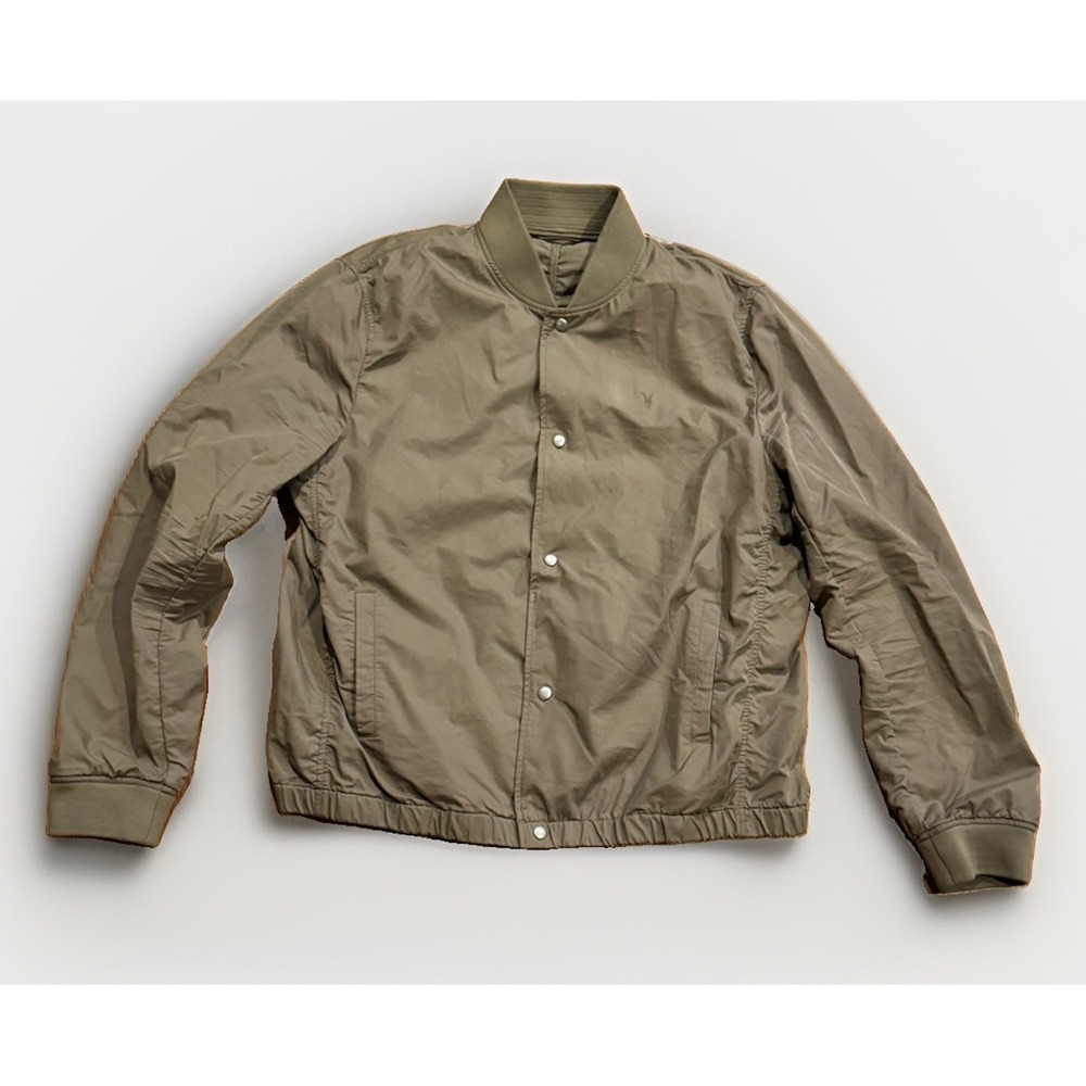 ALL SAINTS MENS LIGHTWEIGHT KHAKI BOMBER JACKET SIZE XL MILITARY FLIGHT